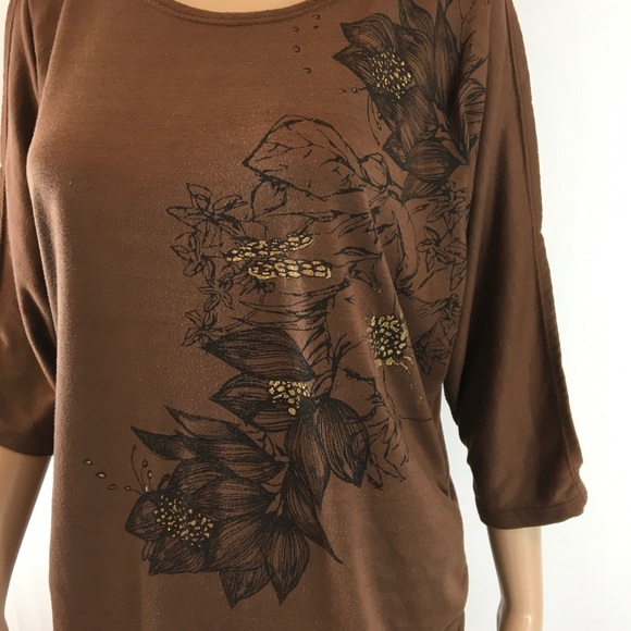 My LIL Bump. Maternity Shirt Brown w Bling ruched - Picture 8 of 8